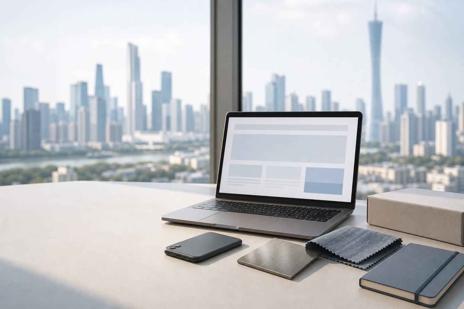 RFQ workspace with Guangzhou skyline